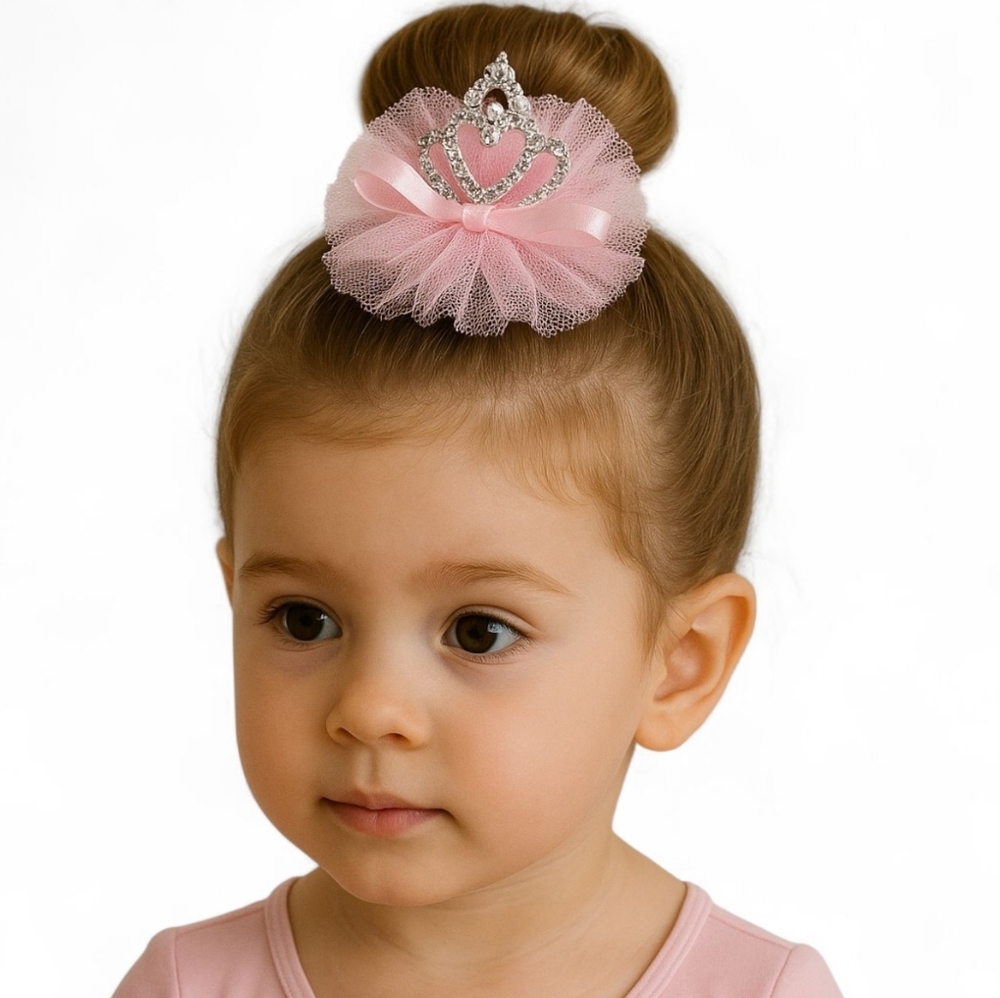 Rhinestone Crown Tulle Hair Clip